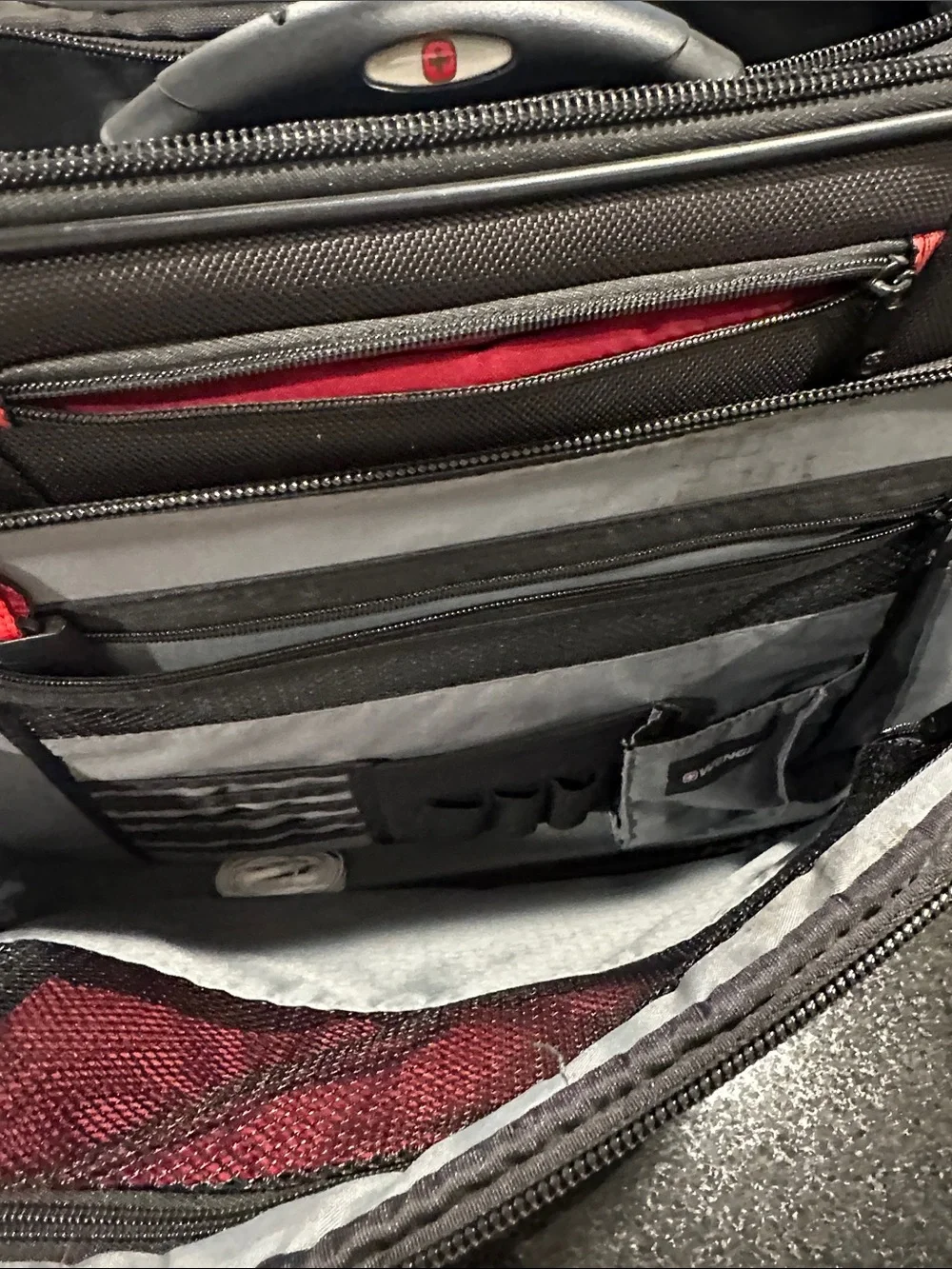 Alpine Swiss Black Laptop Bag with Red Accents